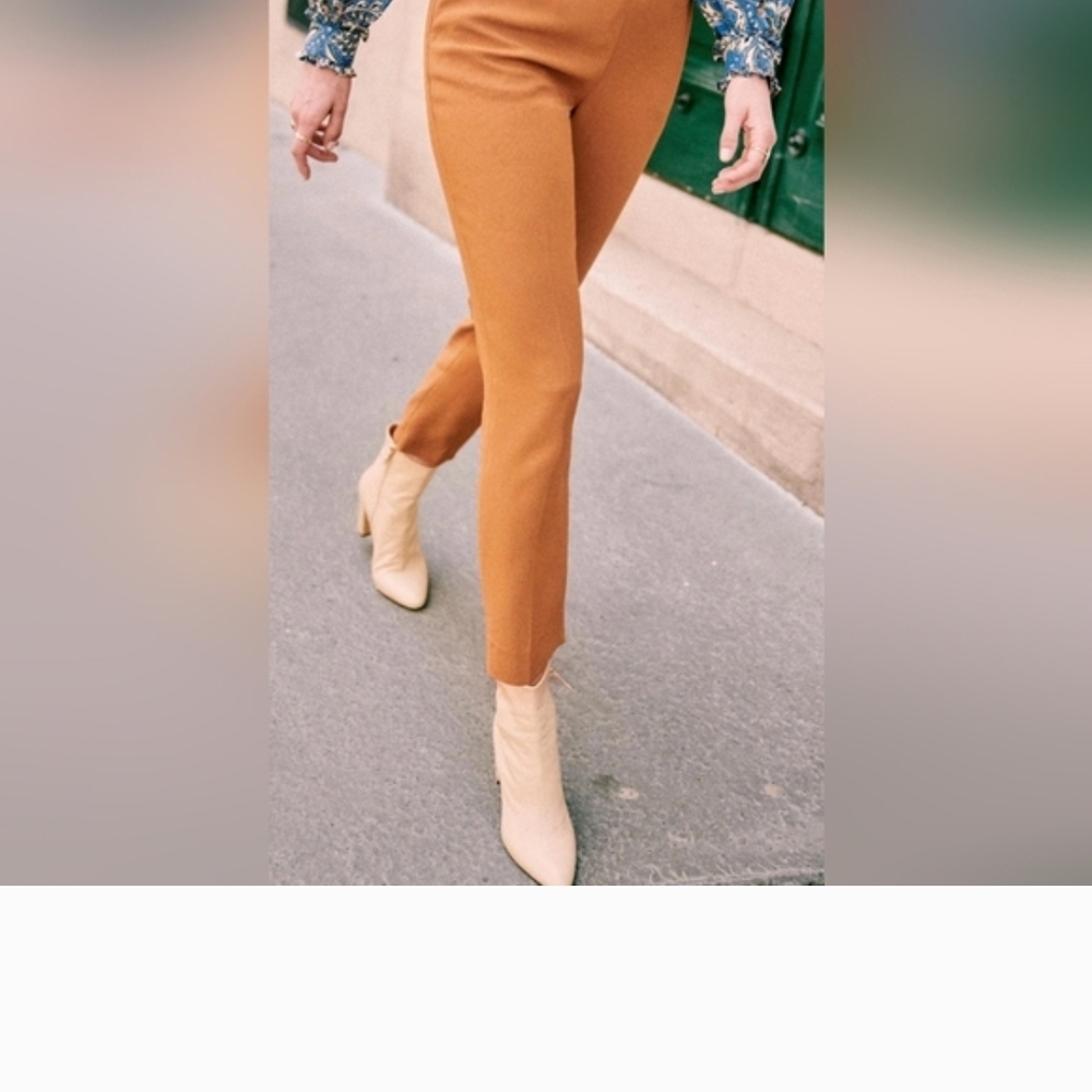 Sezane Camel Cropped Pants